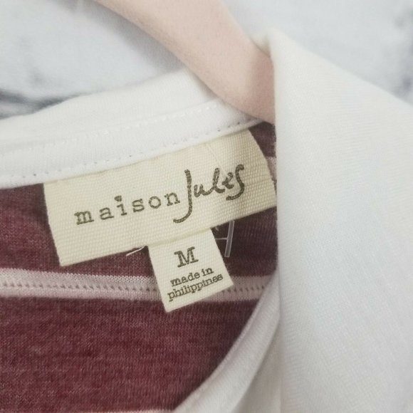 Maison Jules Maroon Short Sleeve Striped Top - Picture 2 of 7